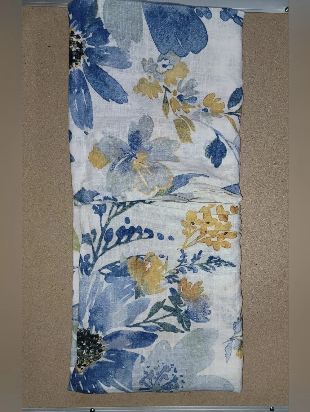 Shabby Chic Pillow Sham Set (2) Blue and Yellow Floral 100% cotton King Sz